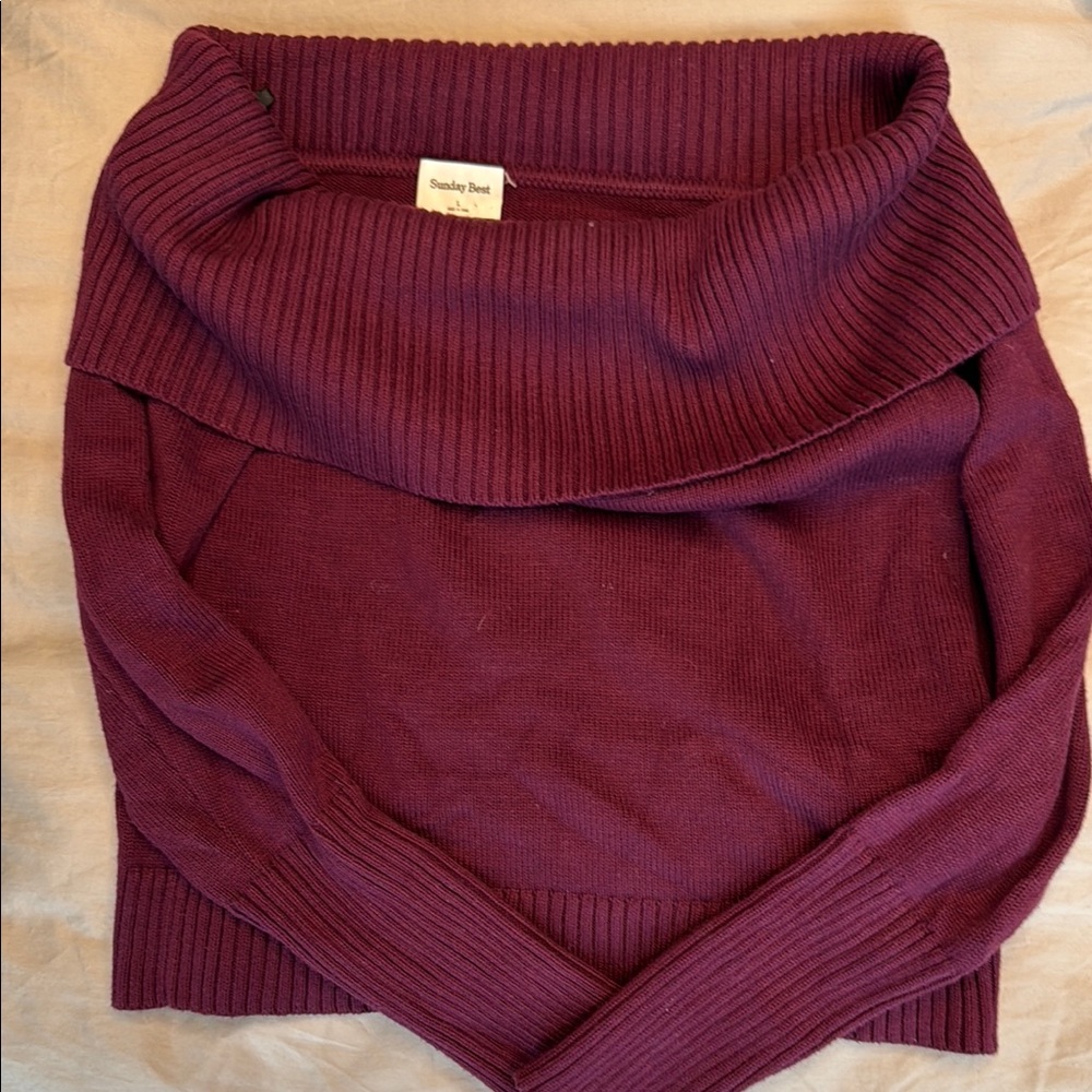 ARITZIA Burgundy off shoulder sweater